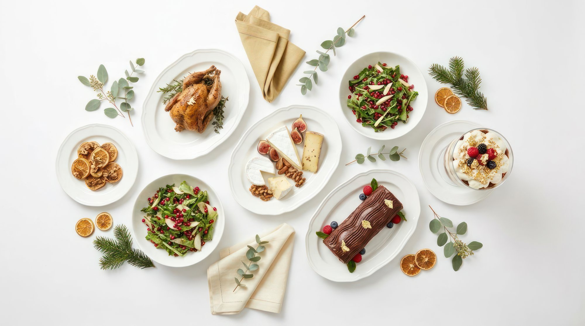 Collection of prepared meals in minimalist setting